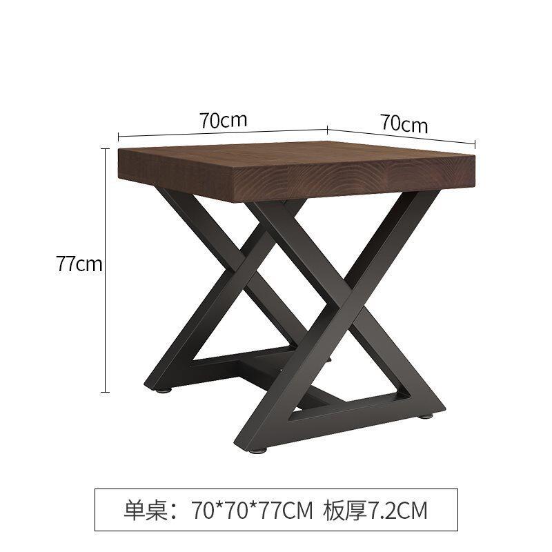 美式正方形家用四方桌小户型实木餐桌椅组合简约铁艺咖啡厅小方桌