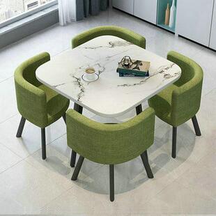 洽谈桌椅组合奶茶店一桌四椅餐桌圆桌北欧小户型休闲接待简约现代