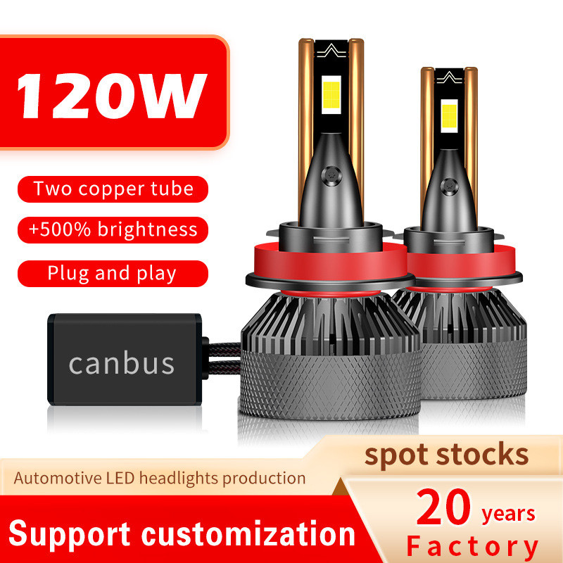 双铜管强散热H1H7ledheadlights即插即用替换式汽车led大灯