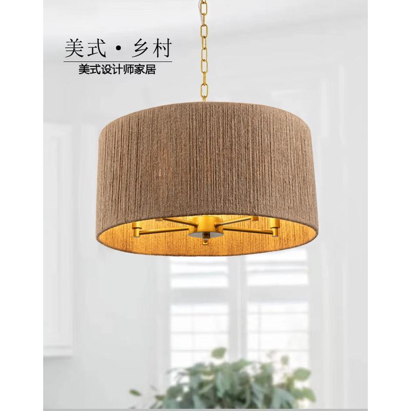 美式乡村手编麻绳卧室吊灯日式客厅餐厅茶室禅意民宿复古吊灯寂侘