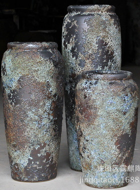 复古景德镇客厅落地花瓶干花颜色釉窑变陶瓷器酒店别墅摆件大花瓶