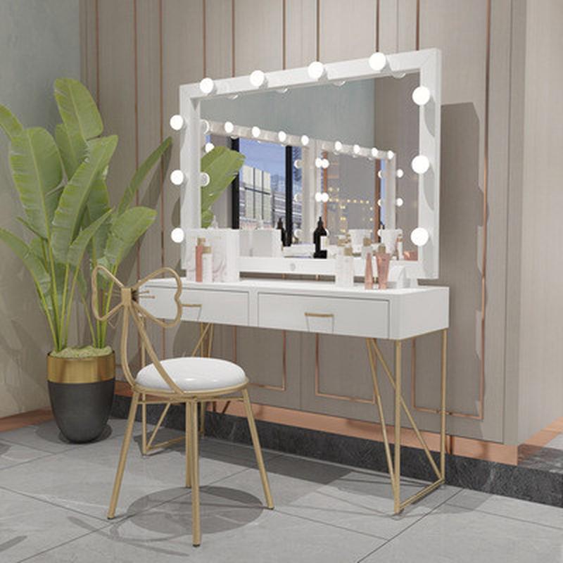 北欧美容院专用轻奢化妆台成套带led发影楼光灯化妆室内化妆桌