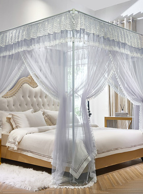 40n新款家用宫廷蚊帐1.5m2米刺绣落地卧室纹账公主风加厚支架1.8
