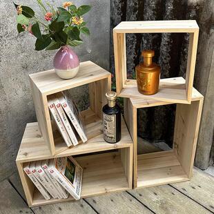 木格子置物架装饰陈列收纳柜组合书柜隔断场景装饰木框子中空木箱