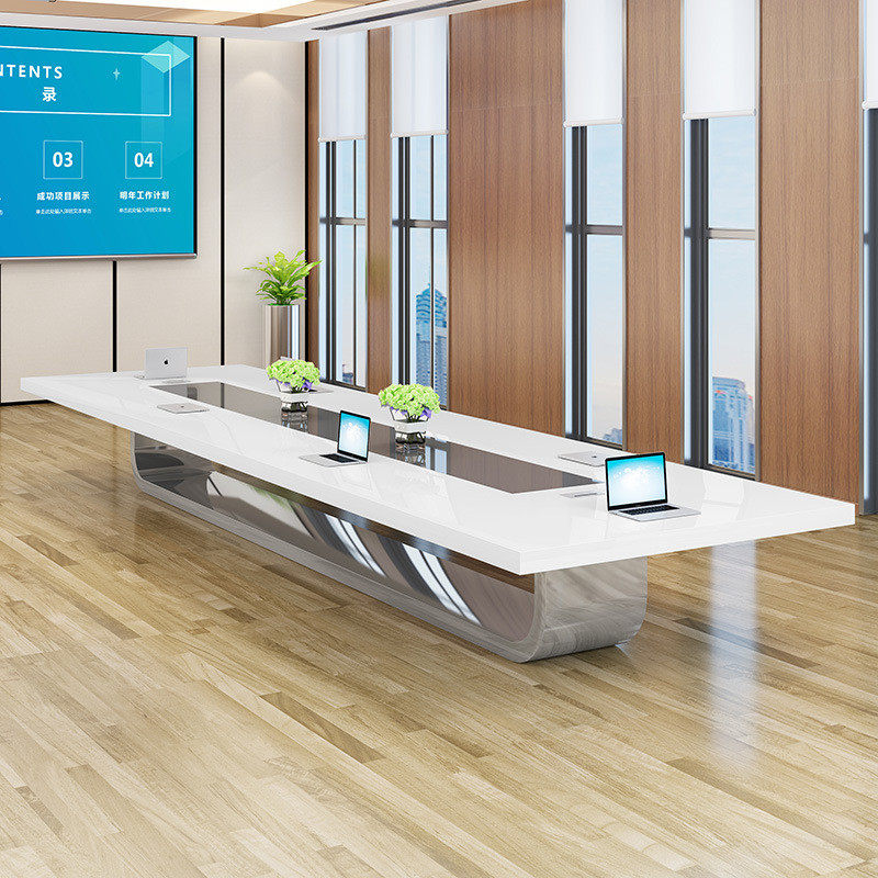 白色烤漆会议长条桌810人简约现代大型油漆会议桌椅组合办公家具,商业/办公家具,会议桌,淘宝优惠券,粉丝福利购,淘宝优惠卷