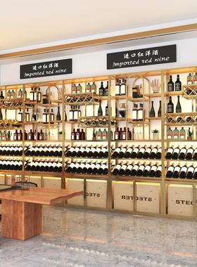 oj8f靠墙红酒展示架酒庄商用白红酒落地轻奢酒柜架子葡萄酒收纳架