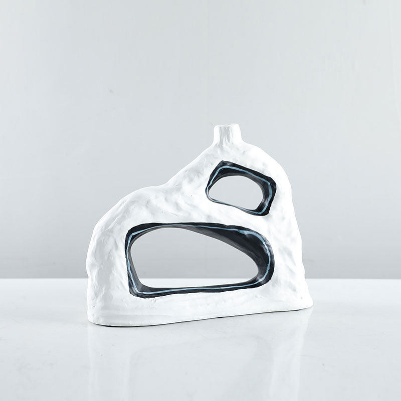 现代简约售楼处树脂几何镂空摆件花插样板房黑白书柜玄关软装饰品,家居饰品,装饰摆件,淘宝优惠券,粉丝福利购,淘宝优惠卷