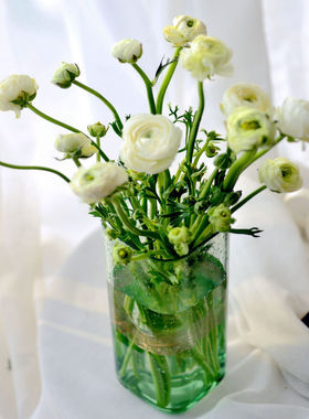 客厅玻璃花瓶家居现代简约插花装饰品花瓶摆件蓝色系玻璃花器