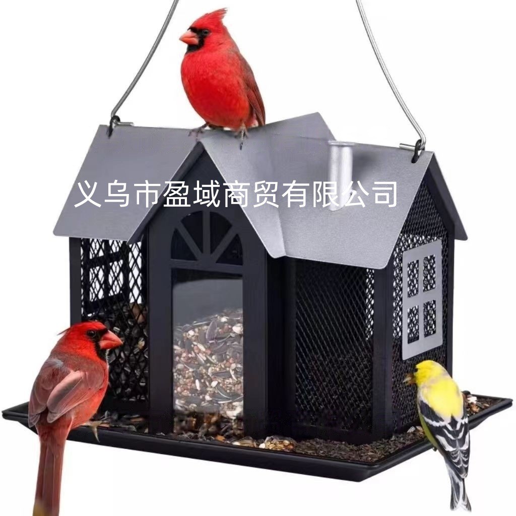 新款创意秋千蜂鸟喂鸟器金属庭院房屋松鼠喂食器户外悬挂装饰