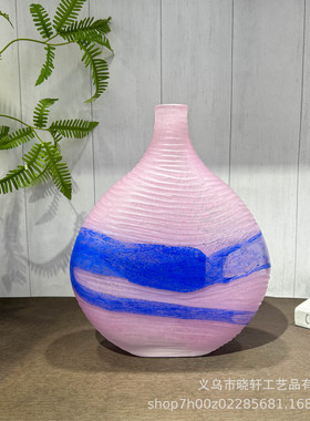 欧美轻奢刻手工磨现代琉璃花瓶工艺品摆件家居酒店样板间高档装饰