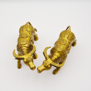 宏达玄关黄铜鎏金水牛家居全财运牛装饰品铜牛礼品摆件