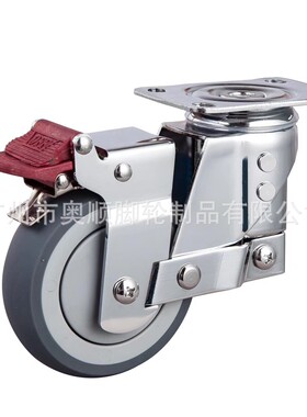 中型双弹簧减震轮3寸4寸5寸灰色tpr橡胶减震静音耐磨推车万向脚轮