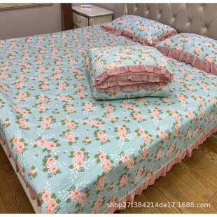 2023新款秋冬全棉法式床盖款豆豆被四件套