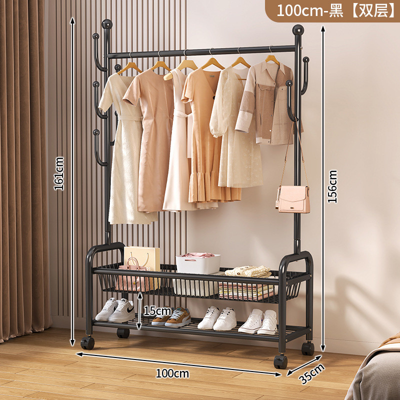 晾衣架落地卧室可衣服架子家用晾衣架阳台挂移动室内简易单杆衣架