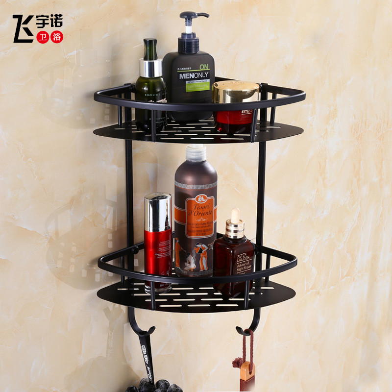 双层纯铜三角网蓝浴室转角置物网篮卫生间壁挂置物角架蓝三角