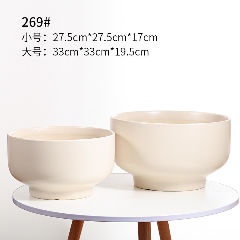 厂家直销陶瓷花盆特大号两件套创意简约花盆大口径蝴蝶兰绿植盆栽