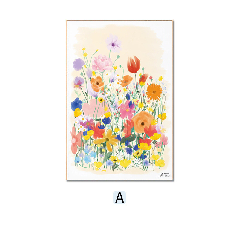 现代简约客厅沙发背景墙装饰画民宿法式北欧花卉ins风卧室挂画图片