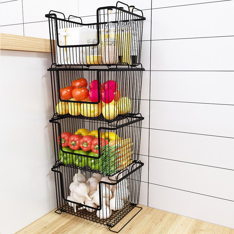 热销厨房家用落地式蔬菜叠加置物架多功能大容量可蓝水果收纳架加,收纳整理,橱柜收纳筐,淘宝优惠券,粉丝福利购,淘宝优惠卷