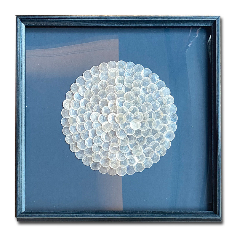 现代简约贝壳装饰画贝母玄关餐厅挂画蓝色北欧风格大气海洋地中海图片