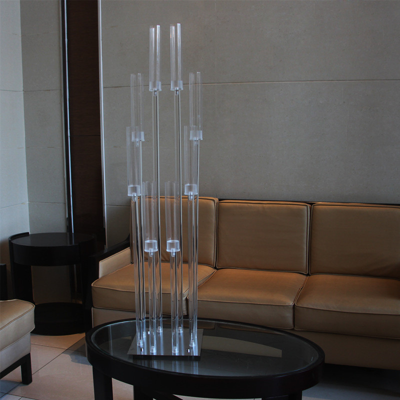 热销2019年多头简约亚克力透明新款烛台婚庆舞台路引主桌灯饰装饰
