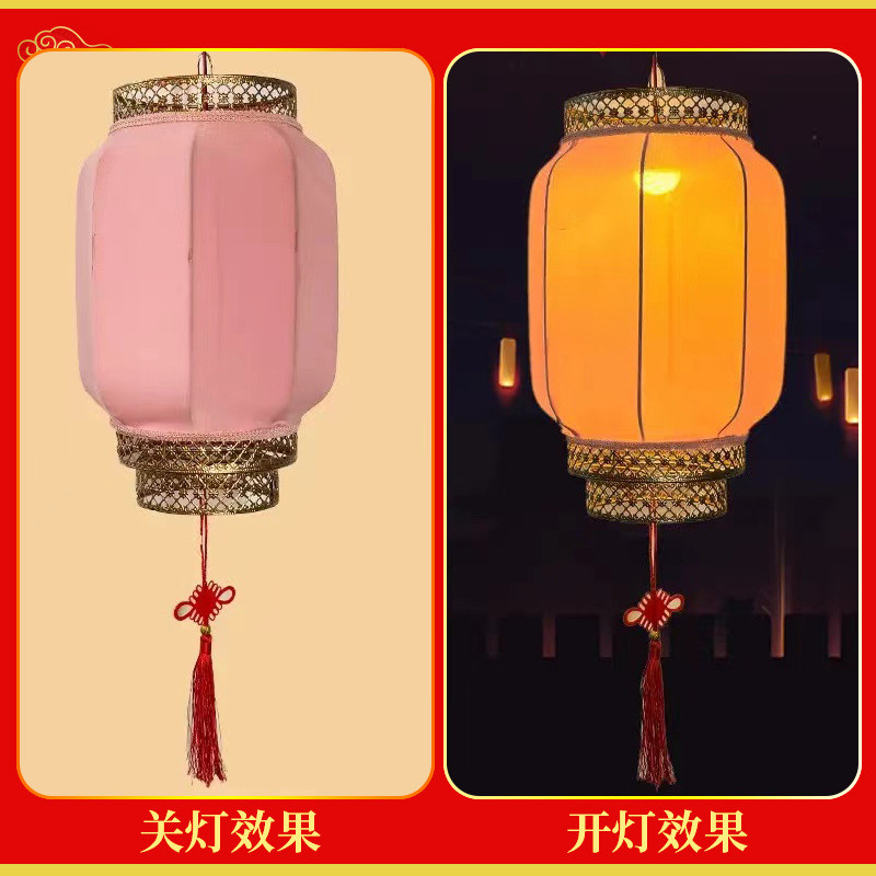 印字防古布艺灯笼装饰吊灯景区户外街道挂饰广告中式长款冬瓜灯笼