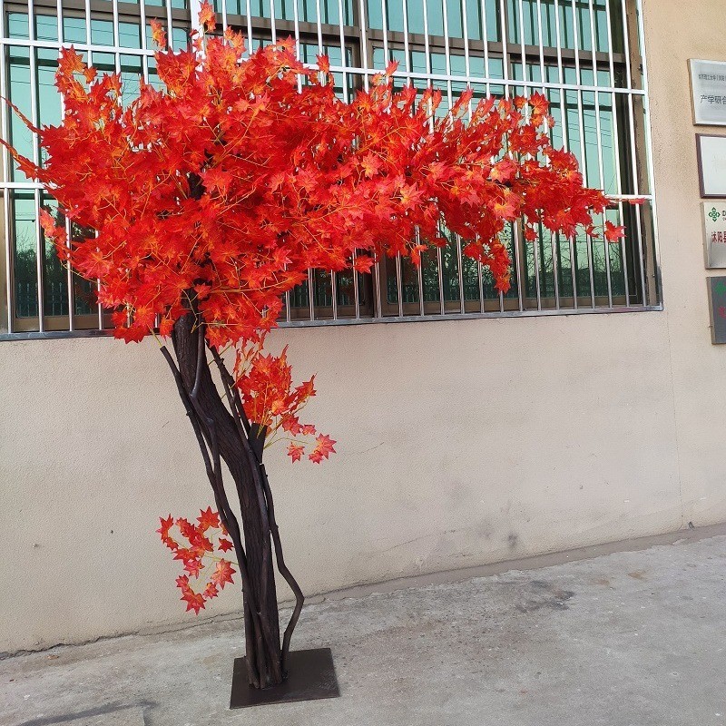 仿真植物树枝新年树叶绢花仿真树酒店商场装饰大型真绿植红枫