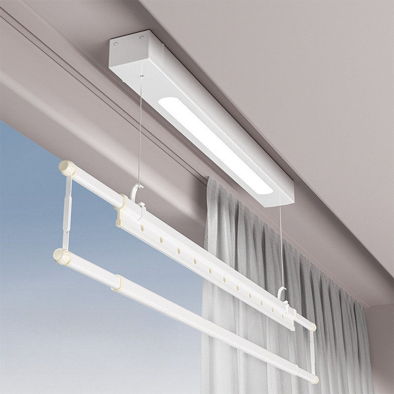 单杆电动晾衣架小尺寸户型阳台遥控升降侧装家用自动窗帘盒内极窄