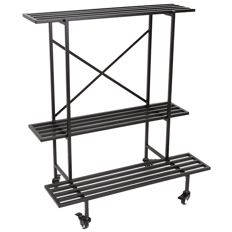 多层花架阳台置物架可带落地式植物摆放架铁艺客厅花盆架移动轮