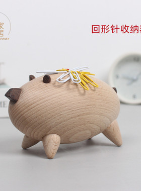 家居摆件磁吸小猪桌面回形针收纳公司文创礼品创意实用装饰品