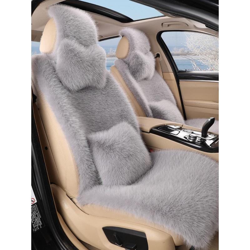汽车坐垫冬季毛绒全包围狐狸绒短毛带靠背冬天加厚棉垫通用座椅套