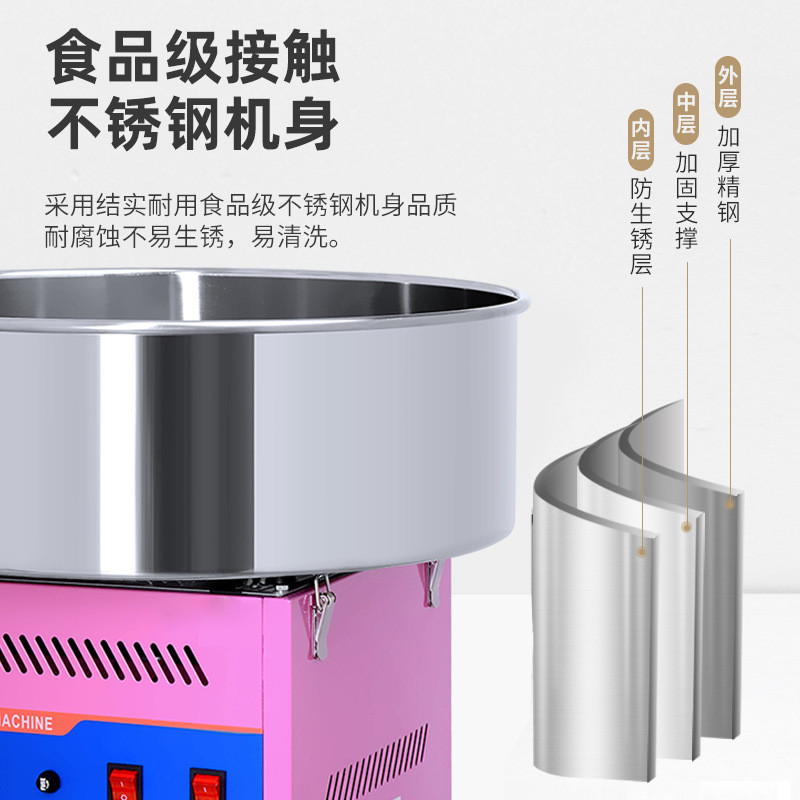 热销禄承商用棉花糖机彩色果味棉花糖花式棉花糖机设备小吃摆地摊