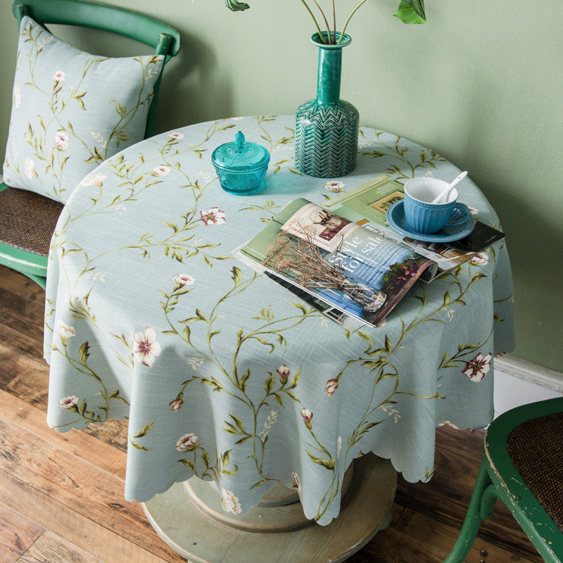 桌布布艺大圆桌美式圆形餐桌布麻棉家用清新小碎花欧美风茶几台布