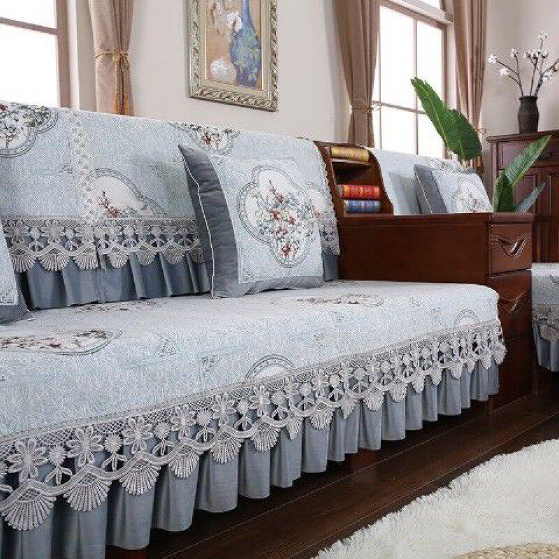 盖布实木沙发垫坐垫雪尼尔新中式沙发套罩中式背巾防滑四季通用