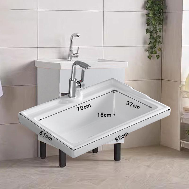 ft洗衣池带搓板家用阳台柜小户型一体实木洗衣柜单柜陶瓷洗衣台盆