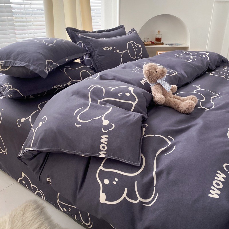 床单小清新水洗棉ins枕套被套四件套芦荟棉1.2m枕头套被罩三件套