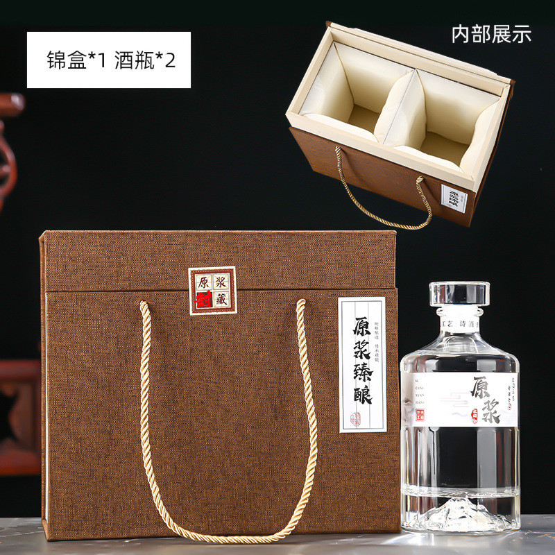透明玻璃白酒瓶一斤家用锦盒带盖密封自酿酒分裝酒瓶子装喜宴酒瓶