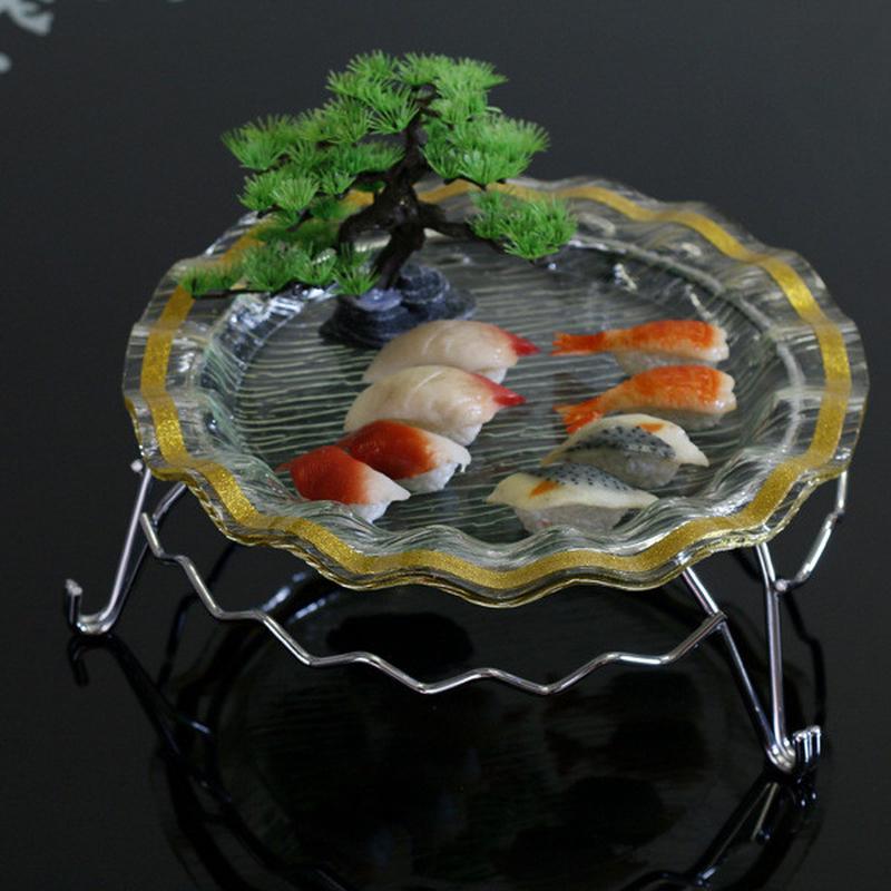 金边亚克力水果盘有机玻璃沙拉盘盘寿司刺身盘日波浪边圆盘