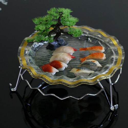 金边亚克力水果盘有机玻璃沙拉盘盘寿司刺身盘日波浪边圆盘