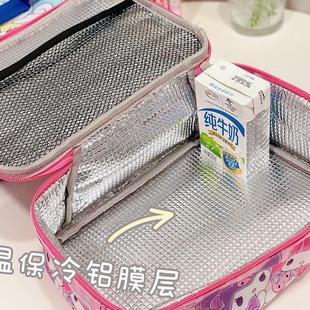 学生大容量便携手提便当包保温饭盒袋大尺寸午餐包铝箔便当袋