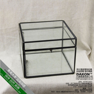 开合封闭式长方体玻璃首饰复古花房桌面收纳盒花店展示用花盒批发