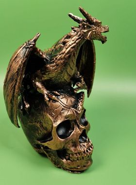 新品飞龙龙摆件雕像树脂工艺品摆件花园装饰桌面雕塑骷髅头