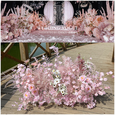 仿真地排花批发礼堂商场背景欧式酒店橱窗软装饰t台路引花婚庆