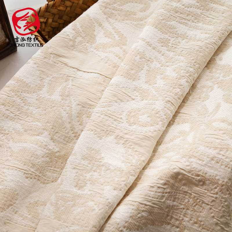 提花布料色织提花面料提花人棉亚麻布沙发套布料复古亚麻时装面料