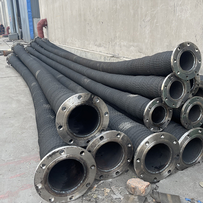 源头工厂橡胶配套用水泵水管设备排水输水10寸12寸黑色法兰胶管