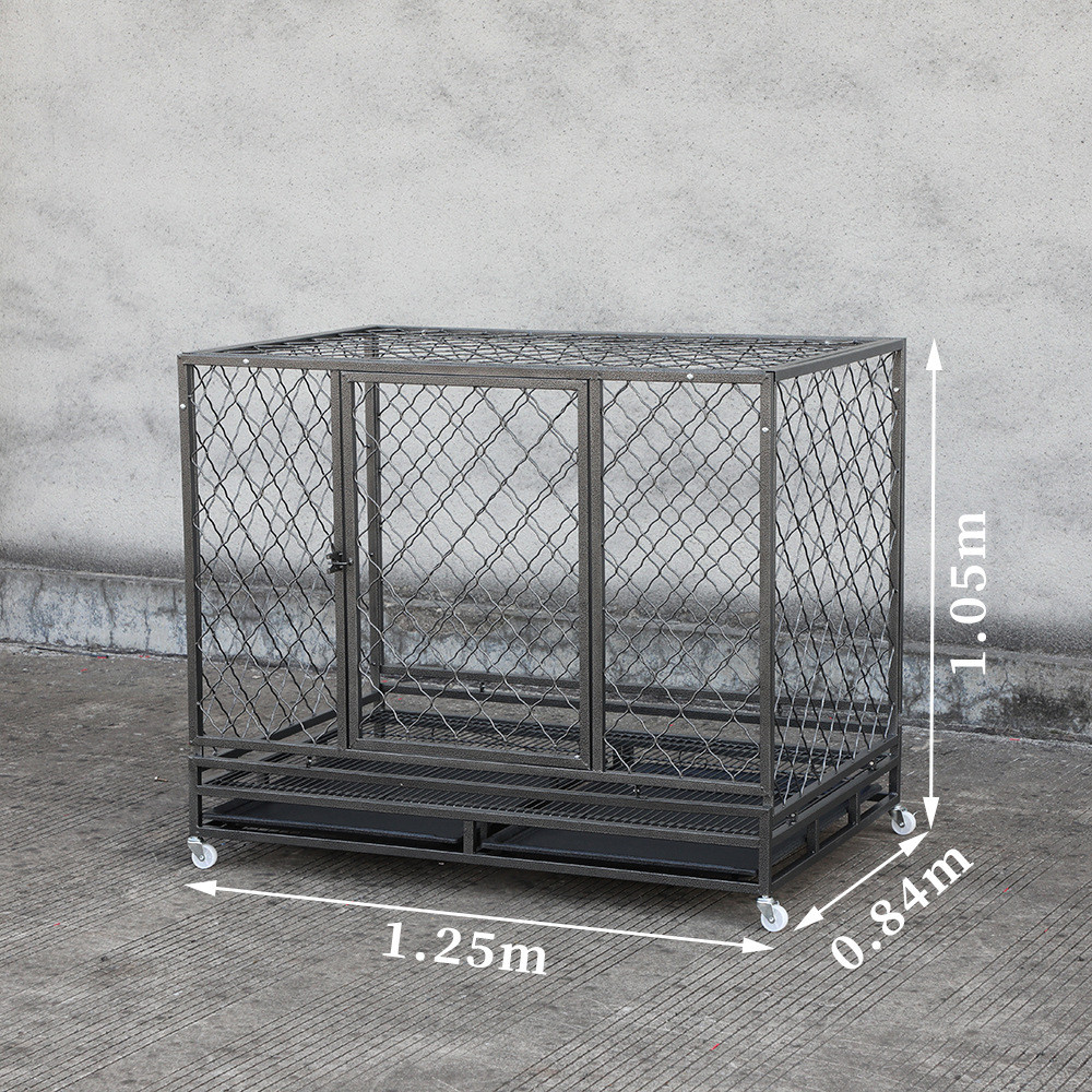 结实方型带轮中型犬笼子便移动大型犬铁笼子狗笼批发折叠防生锈狗