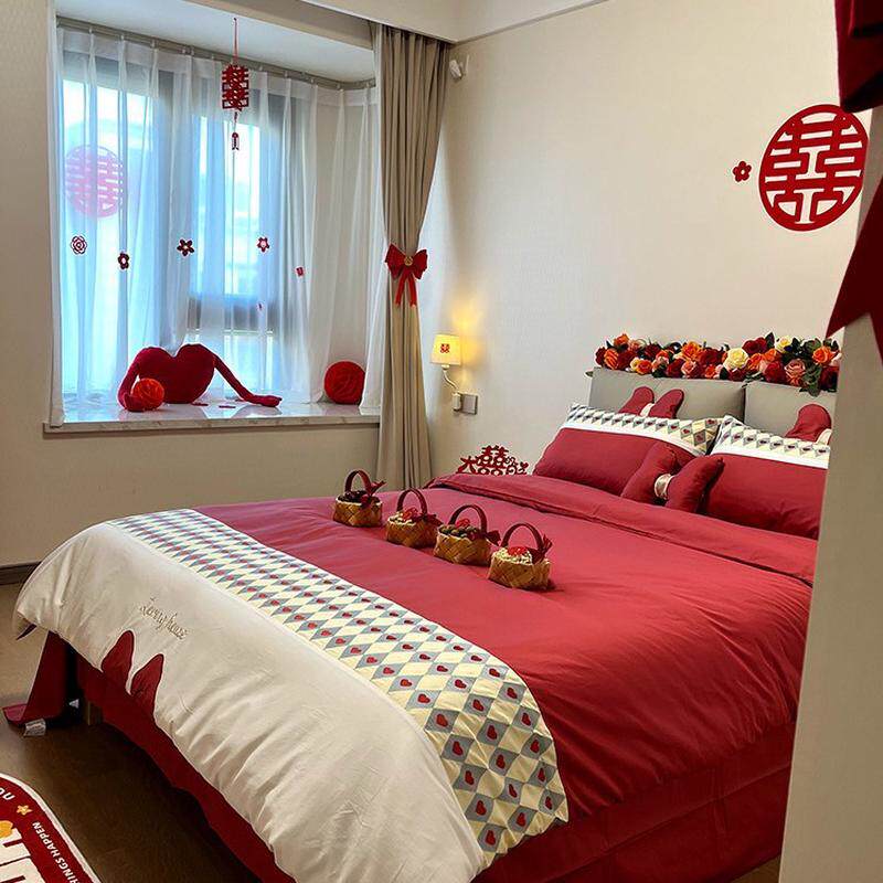 0wyv在结婚床上用品公主风全棉婚庆四件套新婚婚礼逃法式少女蝴