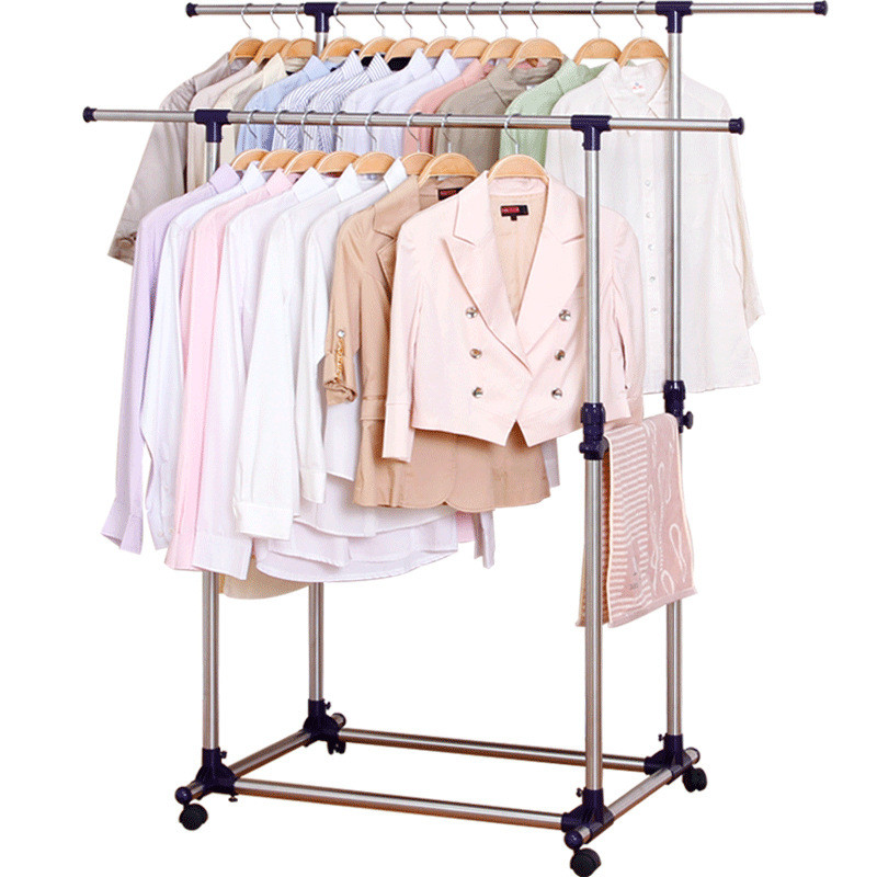 厂家供应不锈钢伸缩落地晾衣架室内挂衣服架子晒被子卧室阳台架