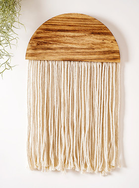 ce2q手棉线流苏壁毯新款作波西米亚风民宿客厅装饰挂毯半圆木形壁