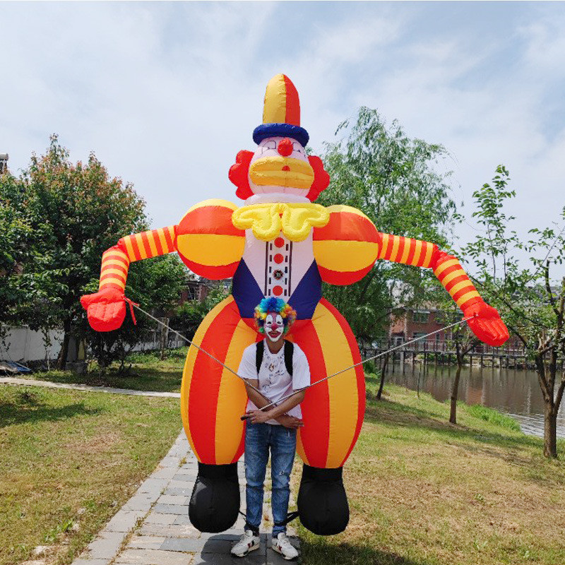 新款行走互动充气长气模小丑腿卡通背式卡通迅游活动道具商场酒吧