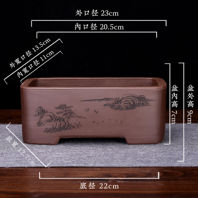 紫砂花盆客厅盆景盆腰长方形圆假山造景家用园艺爆款厂家批发